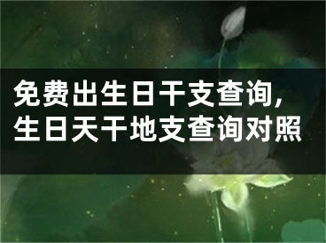 免费出生日干支查询,生日天干地支查询对照