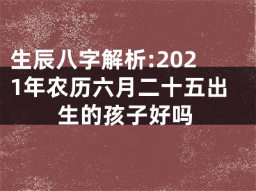 生辰八字解析:2021年农历六月二十五出生的孩子好吗