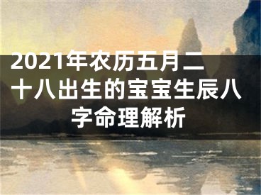 2021年农历五月二十八出生的宝宝生辰八字命理解析