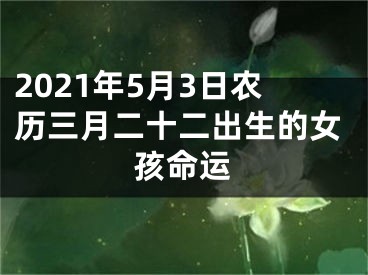 2021年5月3日农历三月二十二出生的女孩命运