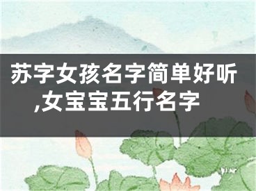 苏字女孩名字简单好听,女宝宝五行名字