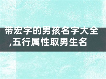 带宏字的男孩名字大全,五行属性取男生名