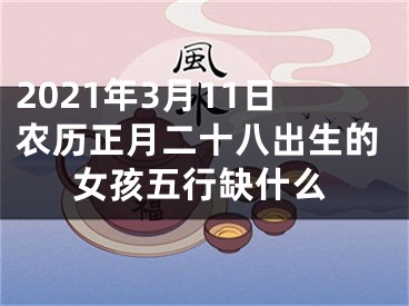 2021年3月11日农历正月二十八出生的女孩五行缺什么