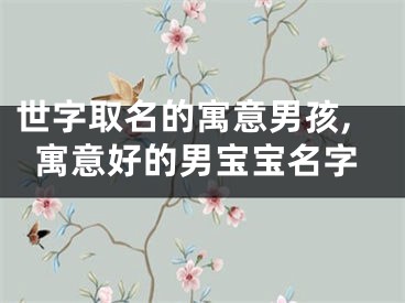 世字取名的寓意男孩,寓意好的男宝宝名字