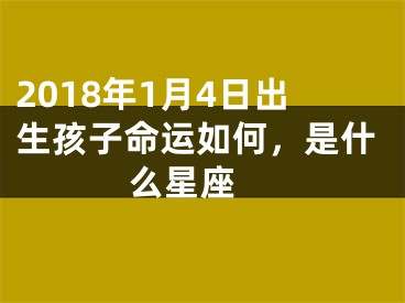 2018年1月4日出生孩子命运如何，是什么星座 