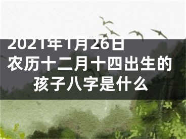 2021年1月26日农历十二月十四出生的孩子八字是什么