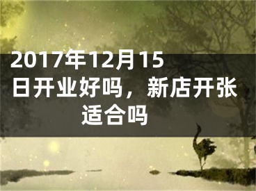 2017年12月15日开业好吗，新店开张适合吗 