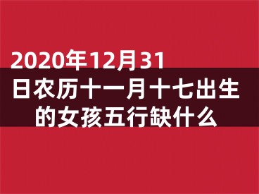 2020年12月31日农历十一月十七出生的女孩五行缺什么