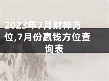 2023年7月财神方位,7月份赢钱方位查询表