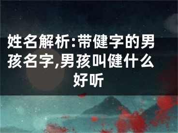 姓名解析:带健字的男孩名字,男孩叫健什么好听