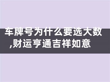 车牌号为什么要选大数,财运亨通吉祥如意