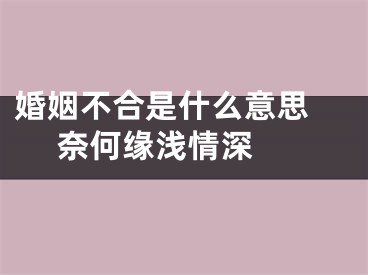 婚姻不合是什么意思  奈何缘浅情深 