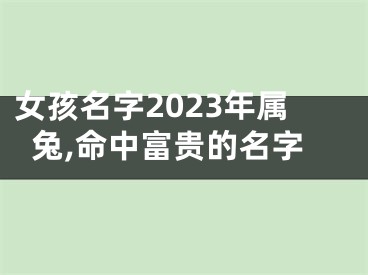 女孩名字2023年属兔,命中富贵的名字