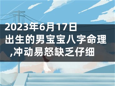 2023年6月17日出生的男宝宝八字命理,冲动易怒缺乏仔细