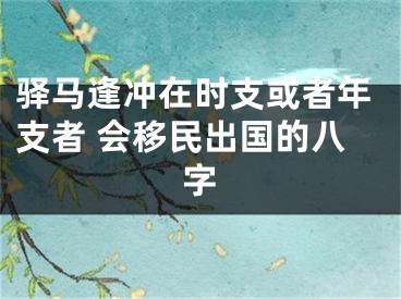 驿马逢冲在时支或者年支者 会移民出国的八字