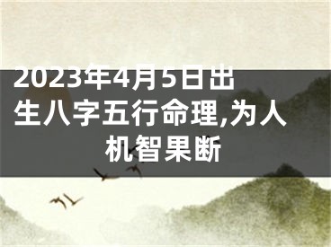 2023年4月5日出生八字五行命理,为人机智果断