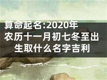 算命起名:2020年农历十一月初七冬至出生取什么名字吉利