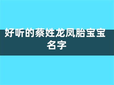 好听的蔡姓龙凤胎宝宝名字