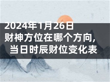 2024年1月26日财神方位在哪个方向,当日时辰财位变化表