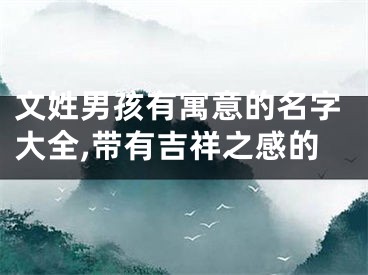 文姓男孩有寓意的名字大全,带有吉祥之感的