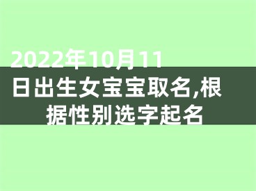 2022年10月11日出生女宝宝取名,根据性别选字起名