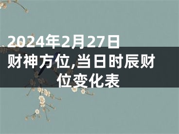 2024年2月27日财神方位,当日时辰财位变化表