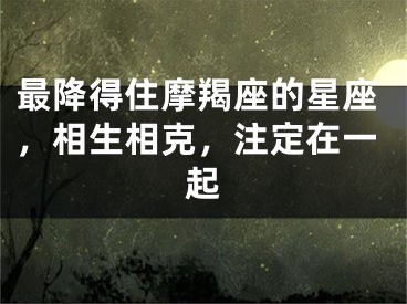 最降得住摩羯座的星座，相生相克，注定在一起