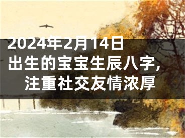 2024年2月14日出生的宝宝生辰八字,注重社交友情浓厚