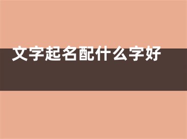  文字起名配什么字好 