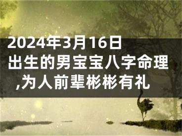 2024年3月16日出生的男宝宝八字命理,为人前辈彬彬有礼