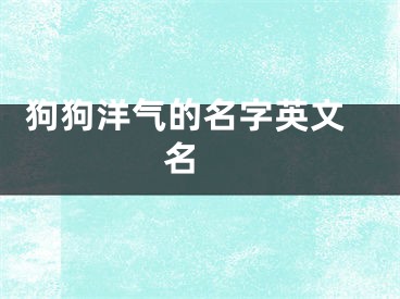  狗狗洋气的名字英文名 