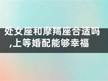 处女座和摩羯座合适吗,上等婚配能够幸福