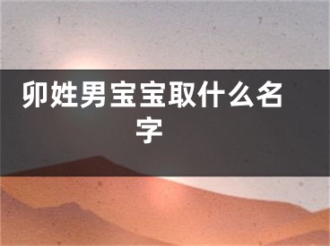  卯姓男宝宝取什么名字 