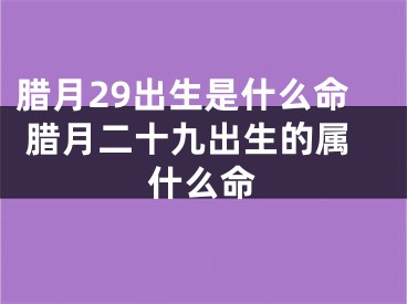 腊月29出生是什么命 腊月二十九出生的属什么命