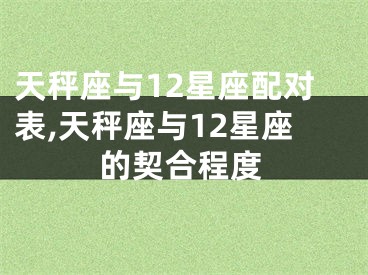 天秤座与12星座配对表,天秤座与12星座的契合程度