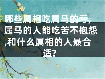 哪些属相吃属马的亏,属马的人能吃苦不抱怨,和什么属相的人最合适?