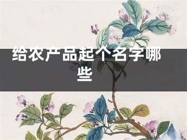  给农产品起个名字哪些 