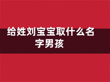  给姓刘宝宝取什么名字男孩 