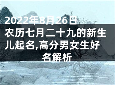 2022年8月26日农历七月二十九的新生儿起名,高分男女生好名解析