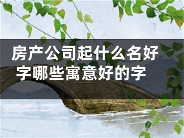  房产公司起什么名好字哪些寓意好的字 