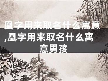 凰字用来取名什么寓意,凰字用来取名什么寓意男孩