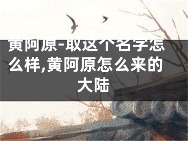 黄阿原-取这个名字怎么样,黄阿原怎么来的大陆