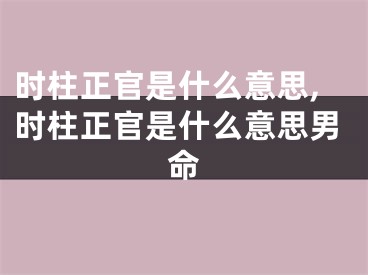 时柱正官是什么意思,时柱正官是什么意思男命