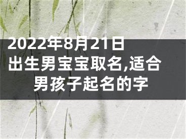 2022年8月21日出生男宝宝取名,适合男孩子起名的字